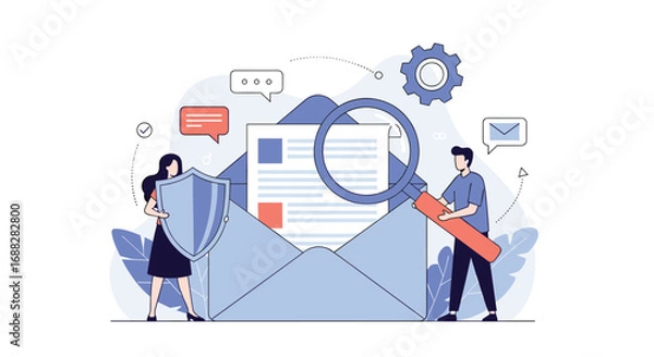 Fototapeta Analyzing email security and data privacy with digital investigation tools and expert assistance