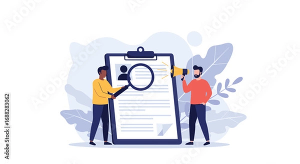 Fototapeta Recruitment process analyzing candidate profiles and talent acquisition through effective job posting and search techniques