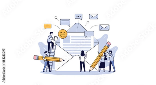 Fototapeta Team collaboration on email marketing campaign planning and execution for business growth