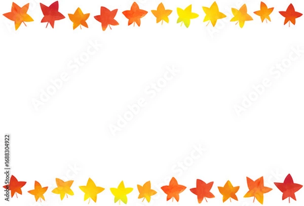 Fototapeta 水彩調紅葉のラインフレーム