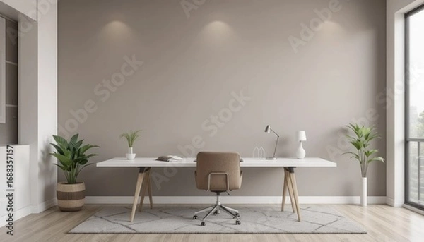 Fototapeta "Modern Simple Wall Backgrounds: Minimalist Approaches Using Neutral Colors, Plain Finishes, and Geometric Styles for Contemporary Home and Office Spaces"
