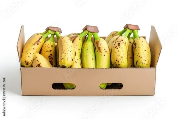 Obraz High Resolution Visual of a Box of Freshly Picked Bananas Isolated on White Background