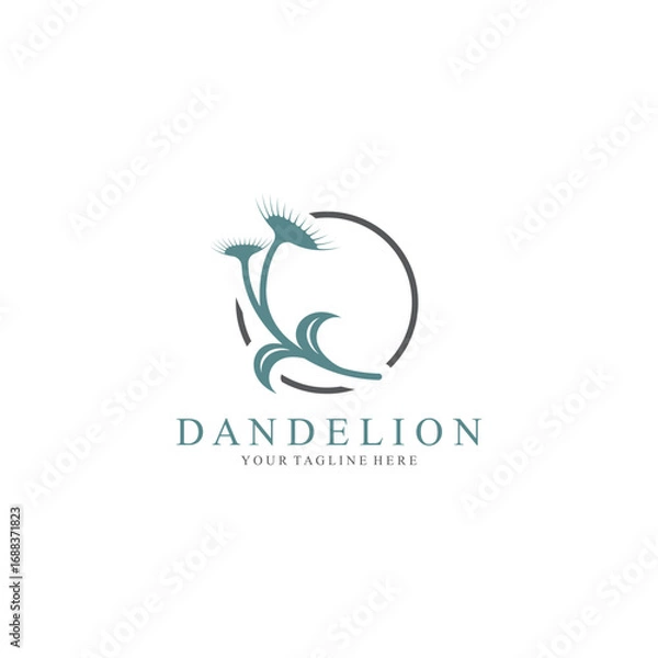 Fototapeta Dandelion Flower Logo minimalist simple Elegant design template