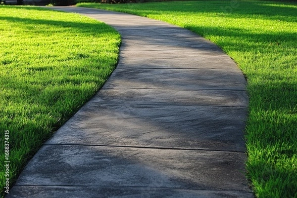 Obraz High Quality Visual of Concrete Walkway in the Park with Green Grass,