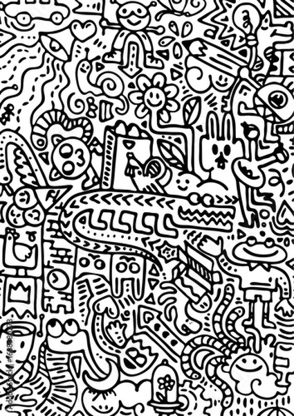 Fototapeta Doodle art image of a crocodile having fun