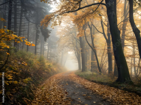 Obraz Foggy Autumn Forest Path