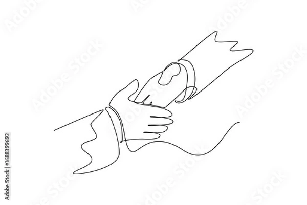 Fototapeta Business Agreement concept. Single line draw design. Vector graphic illustration