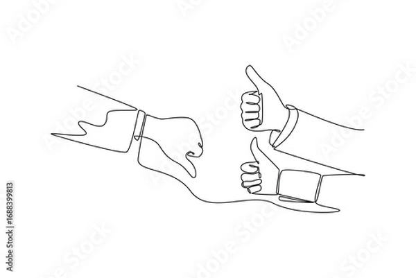 Fototapeta Business Agreement concept. Single line draw design. Vector graphic illustration