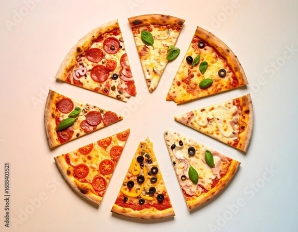 Obraz Pizza slices arranged in a circle