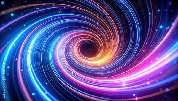 Fototapeta Abstract Colorful Spiral Lines with Glowing Lights Background