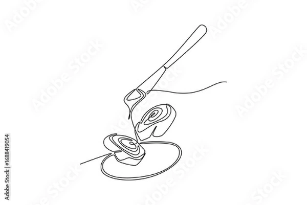 Fototapeta breakfast concept. Single line draw design. Vector graphic illustration