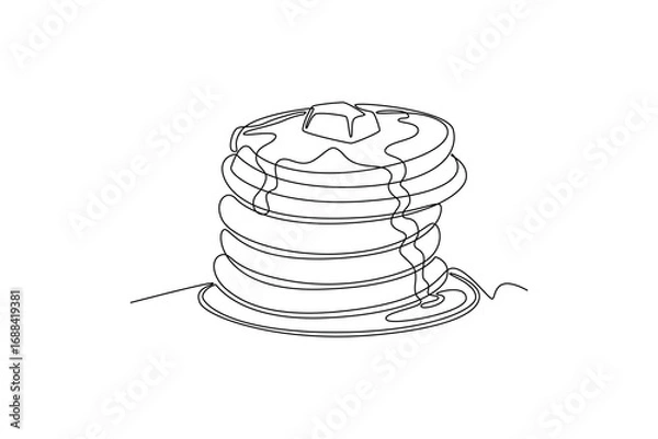 Fototapeta breakfast concept. Single line draw design. Vector graphic illustration