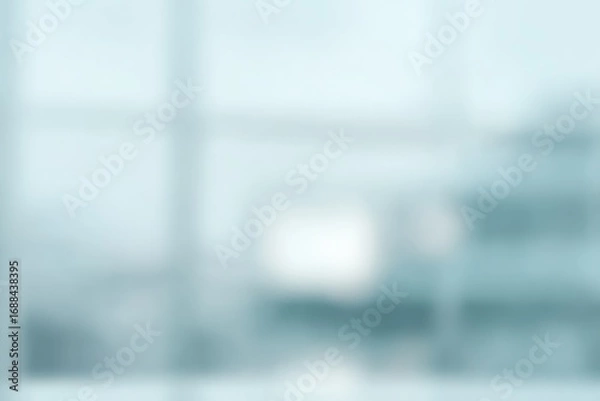 Fototapeta Light turquoise, blurred abstract background featuring soft shapes and lines, evoking a sense of calmness and spaciousness