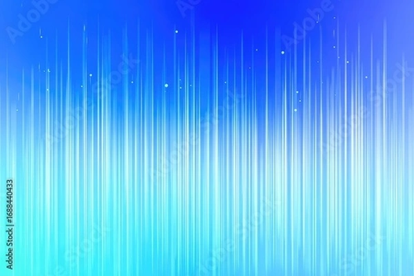 Fototapeta Gradient of blues with glowing, vertical lines resembling light beams. Subtle sparkles add depth to this abstract, vibrant backdrop
