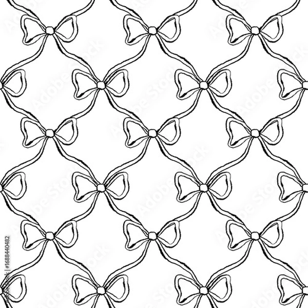 Fototapeta seamless pattern with bow doodle line