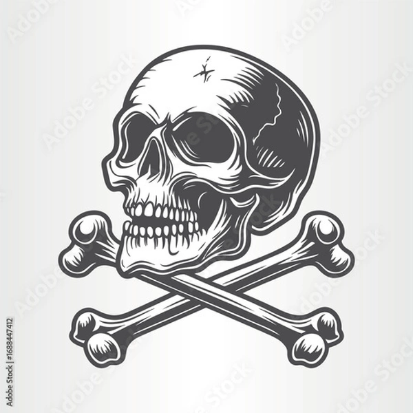 Fototapeta Skull and crossbones isolated on white background
