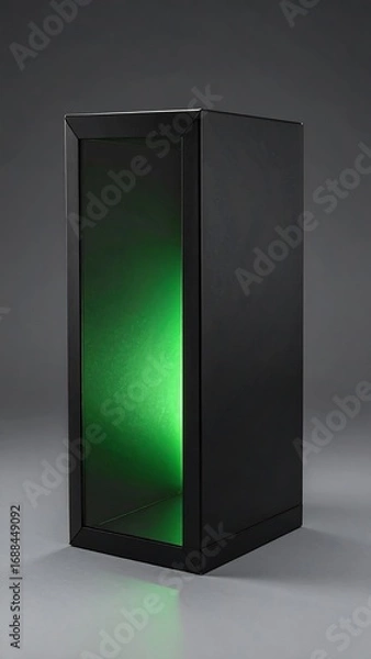 Fototapeta Modern black display case with green lighting effect