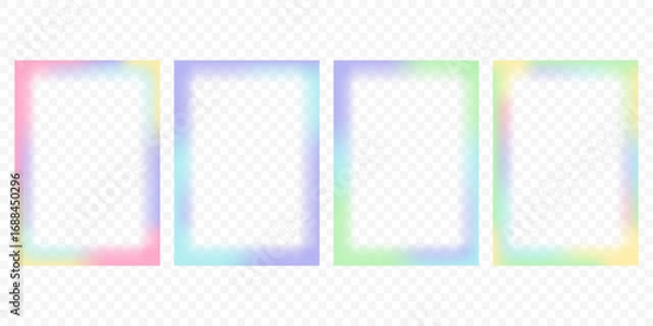 Obraz Abstract gradient frame. Cute vector blurred border. Vector glowing template. Girly light neon pastel decorative element for poster. Minimal Y2k set of rectangles.