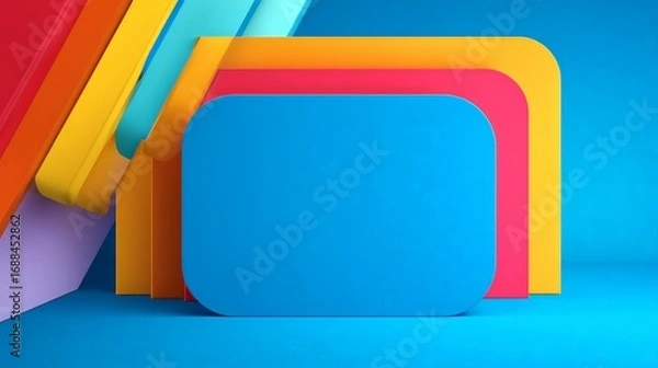 Fototapeta A stack of colorful banners on bright backdrop.