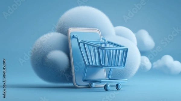 Fototapeta A stylized representation of online shopping or e-commerce