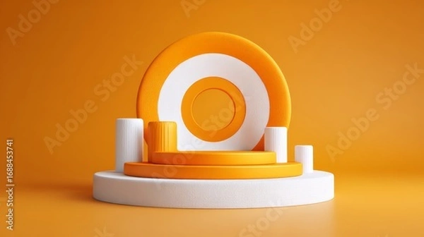 Fototapeta A modern product display or abstract art piece with a strong, warm color palette.