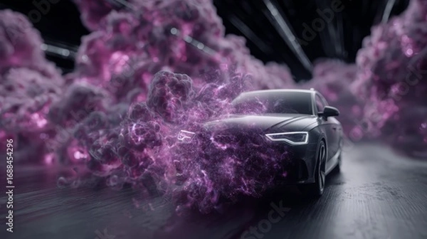 Fototapeta An abstract background with a smoke above car.