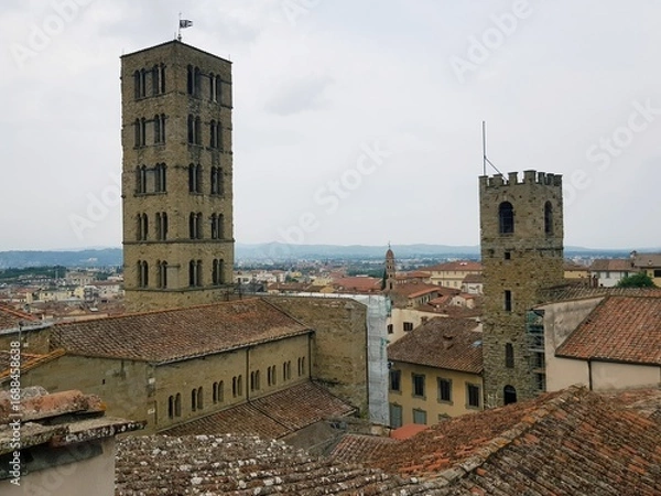 Fototapeta view of the city of Arezzo in the upper part of the old city, Italy.