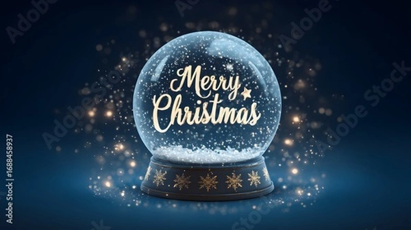 Fototapeta Snow globe vector design with Merry Christmas