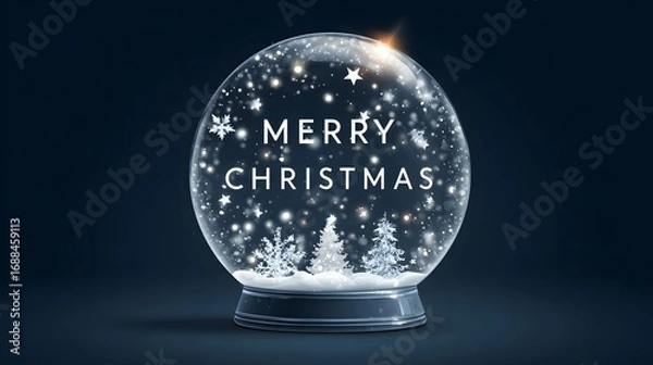 Fototapeta Snow globe vector design with Merry Christmas