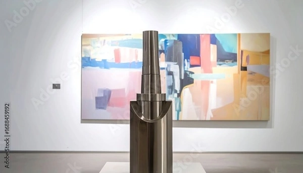 Fototapeta Modern sculpture in art gallery with abstract background