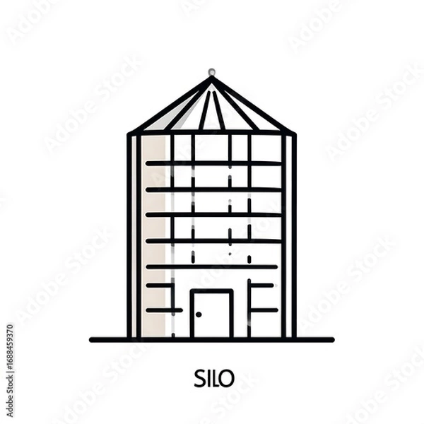 Fototapeta Modern silo structure with geometric design elements