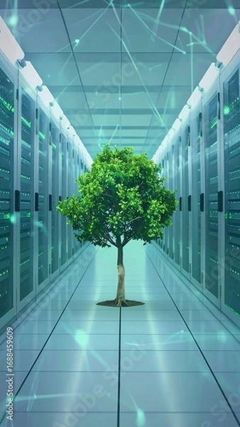 Fototapeta Tree in Data Center Corridor