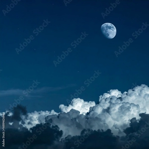 Fototapeta Moonlit Clouds Over a Calm Night Sky