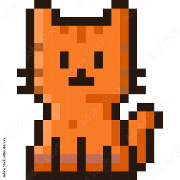 Fototapeta Cute orange kitten sitting with tail up