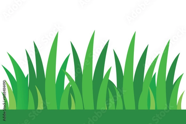Fototapeta Vibrant Green Grass Lush, Fresh, and Simple Design on White