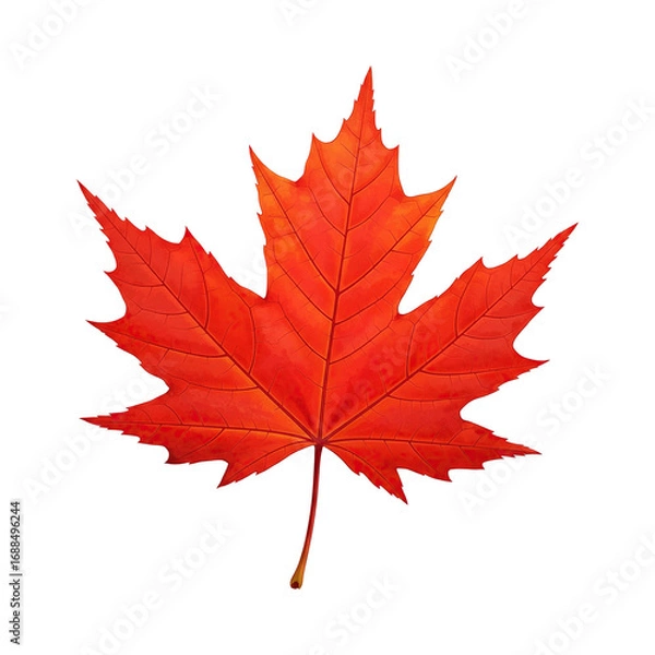 Obraz Vibrant Red Maple Leaf Isolated on Black Background Autumn Season