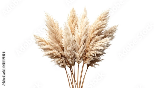 Fototapeta Elegant dried pampas grass stem isolated on solid white background