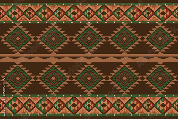 Fototapeta Seamless Ikat boho art fabric textile pattern 