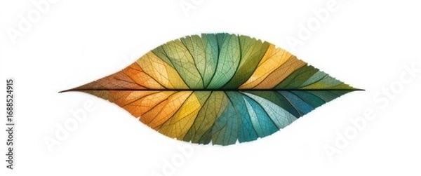 Fototapeta  Leaf Abstract on White Geometric Design, Contemporary Art, Clean Isolated Image