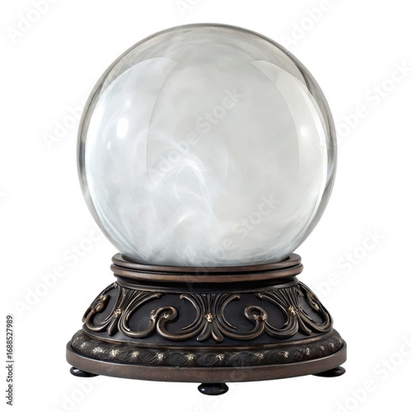 Fototapeta witch crystal ball Crystal ball with an ornate base, featuring swirling mist inside.