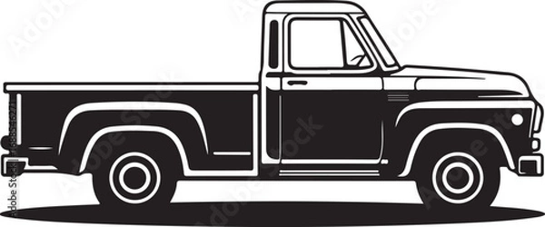 Obraz Classic Pickup Truck Vector Illustration Vintage Style Vehicle Silhouette for Transport