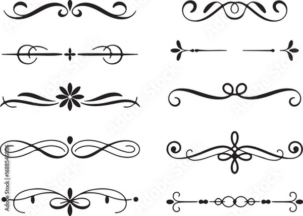 Obraz Ornate Divider Decoration Element Elegant Flourish Corner Vector Background Design Collection