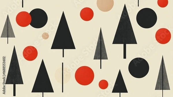 Fototapeta Scandinavian Minimalist Holiday Trees New Year Design with Neutral Tones