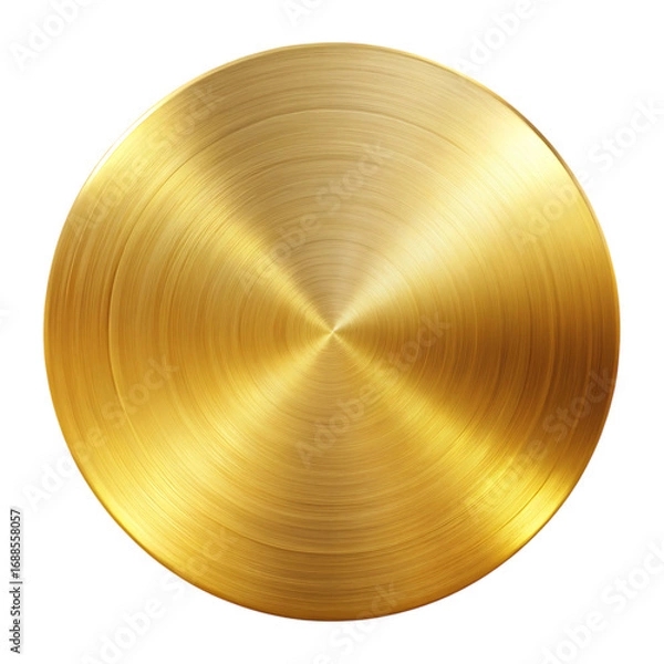 Fototapeta Brushed Gold Circle with Metallic Sheen Isolated on Transparent Background
