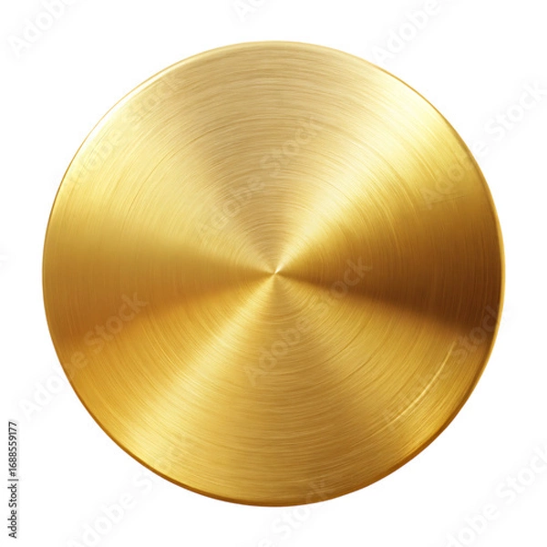Fototapeta Brushed Gold Circle with Metallic Sheen Isolated on Transparent Background