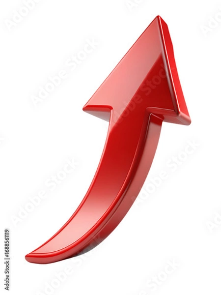 Fototapeta Glossy Red Arrow Pointing Right Isolated on Transparent Background