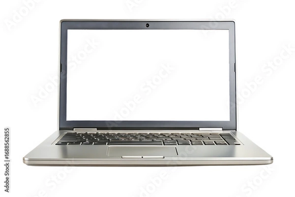 Fototapeta Modern Laptop Computer with Blank Screen Isolated on Transparent Background