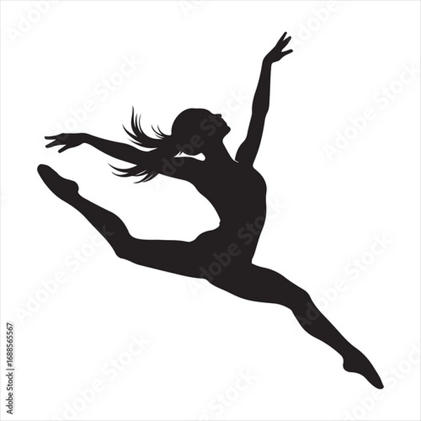 Fototapeta Graceful Silhouette of a Dancing Figure in Mid-Air, Celebrating Movement and Artistry