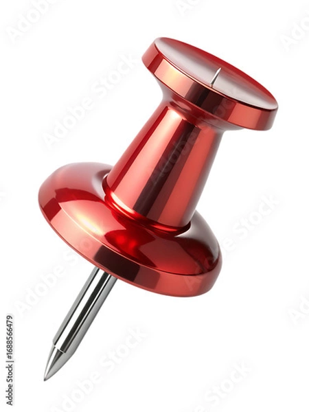 Fototapeta Shiny Red Pushpin Isolated on Transparent Background
