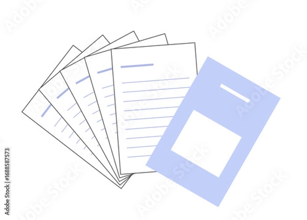 Fototapeta 企画書をイメージした書類のイラストです。表紙の色は爽やかなブルー